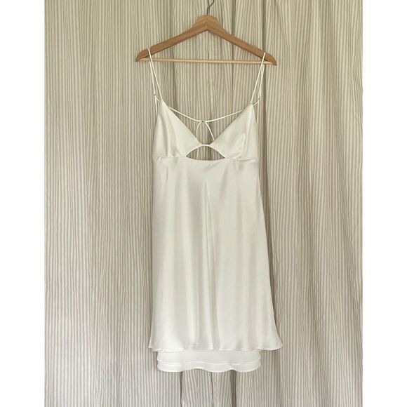 Zara White Satin Cut-Out Mini Dress Blogger Favorite Backless Strappy Slip XXL - Picture 5 of 11
